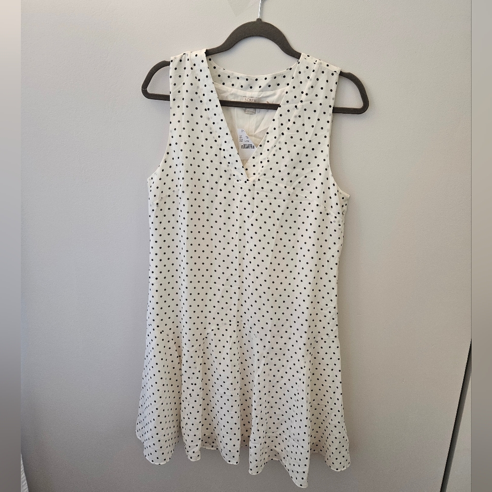 JCREW White with black polka dot dress